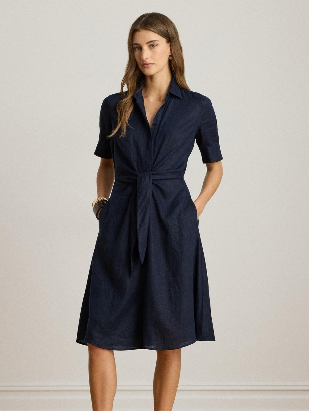 Lauren Ralph Lauren Wakana Linen Shirtdress in Navy 4